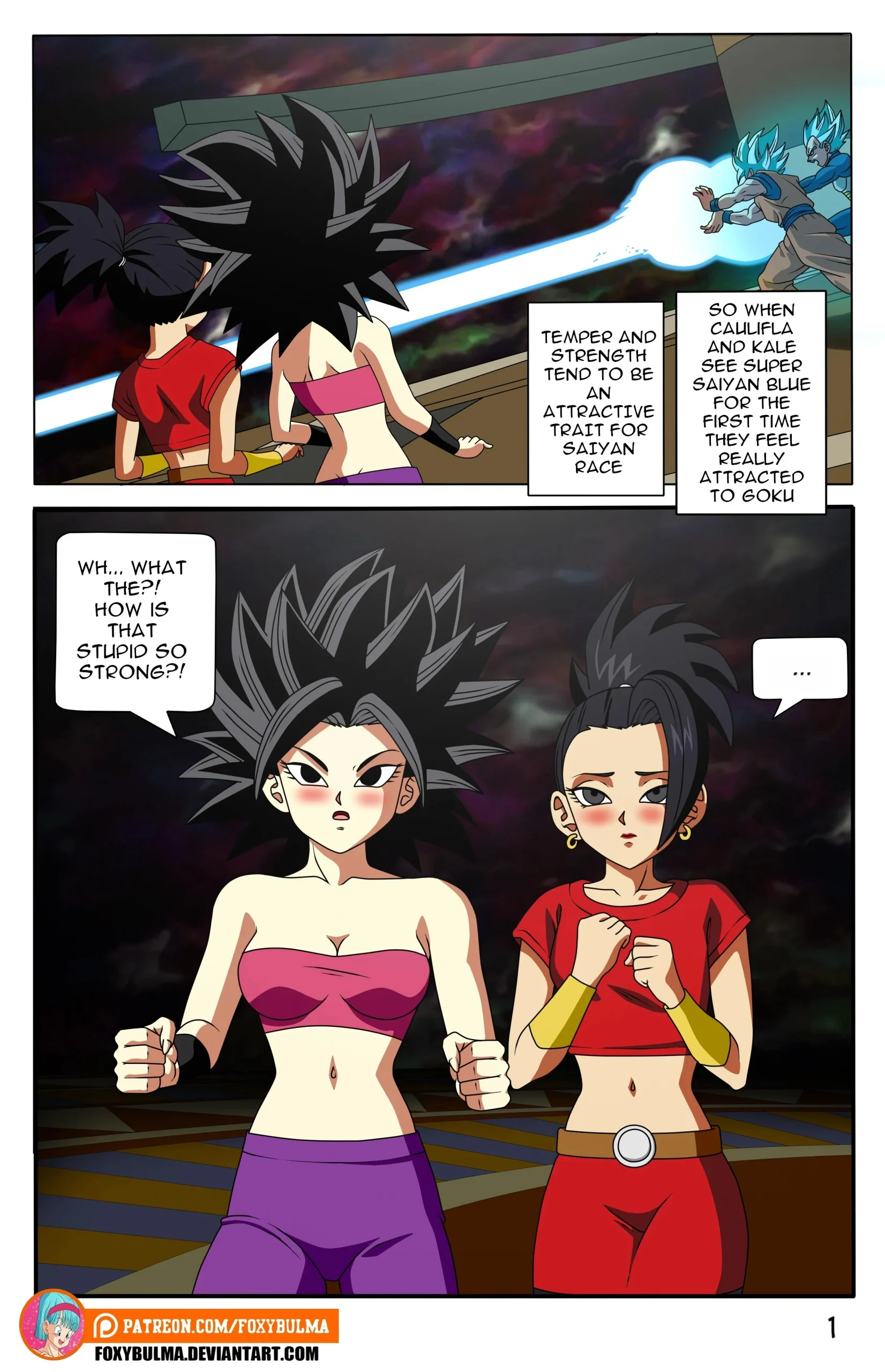 Portada del cómic Saiyan Threesome, con personajes en una escena sugerente. - Página 45