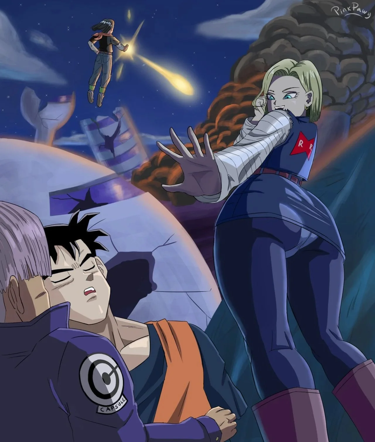 Portada del cómic Android 18 Stays in the Future - PinkPawg.