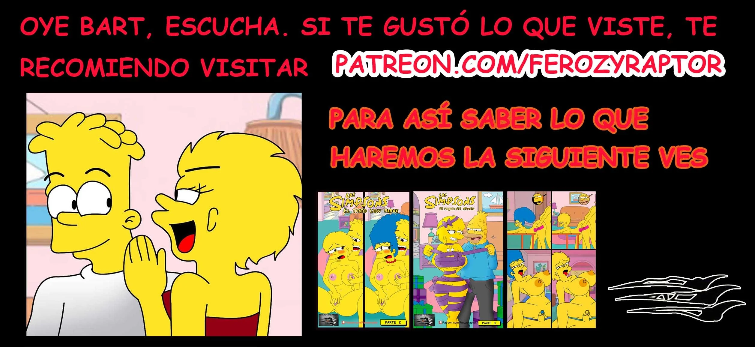 Portada del cómic El Video XXX de Marge y Homero – Ferozyraptor, con los personajes en una escena sugerente. - Página 3