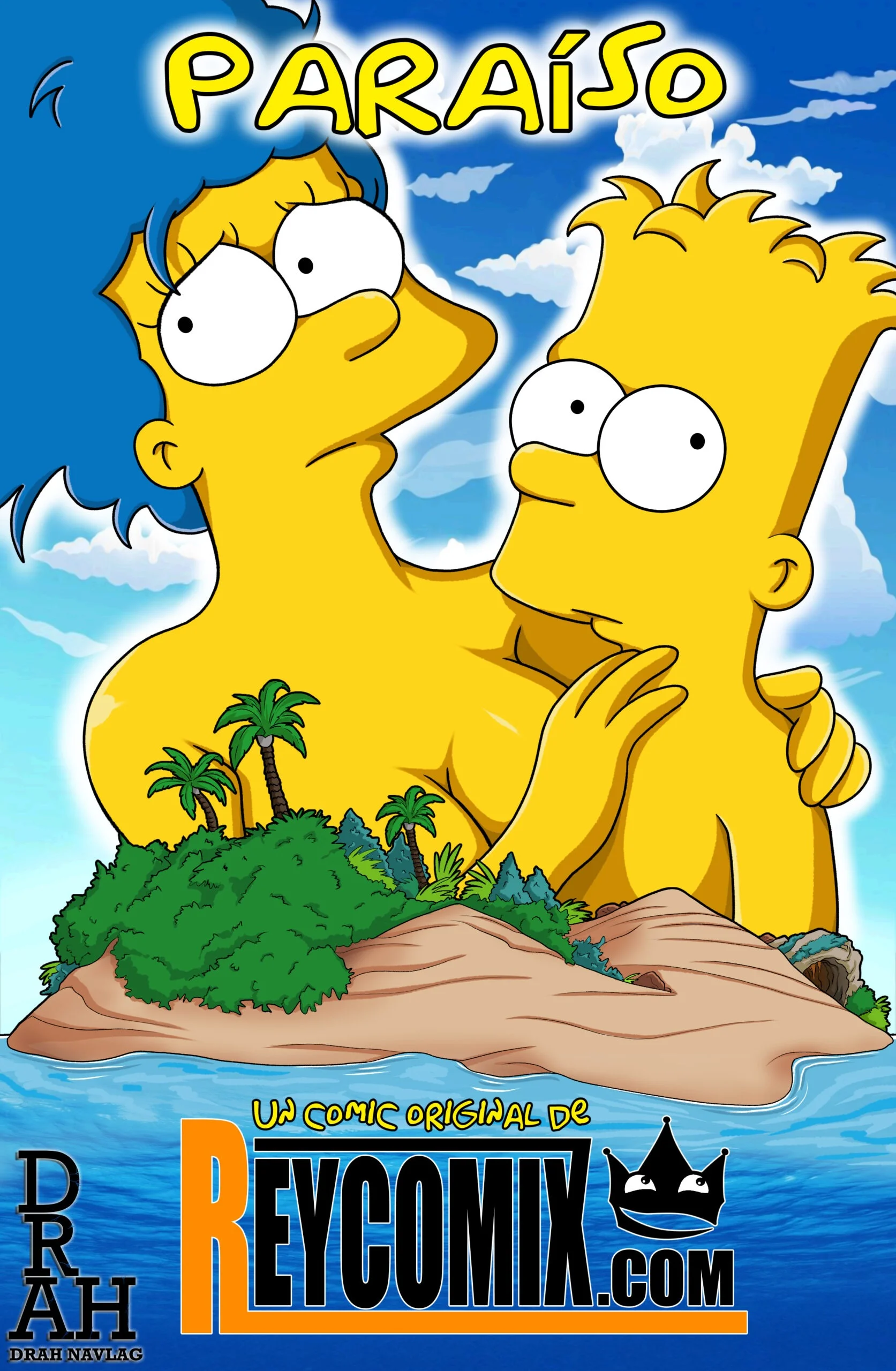 Portada del cómic Los Simpson Paraiso, con los personajes en una escena del universo de la serie. - Página 27