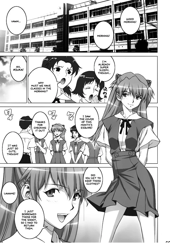 Portada del cómic Begging Asuka - Evangelion, con la protagonista en primer plano. - Página 21