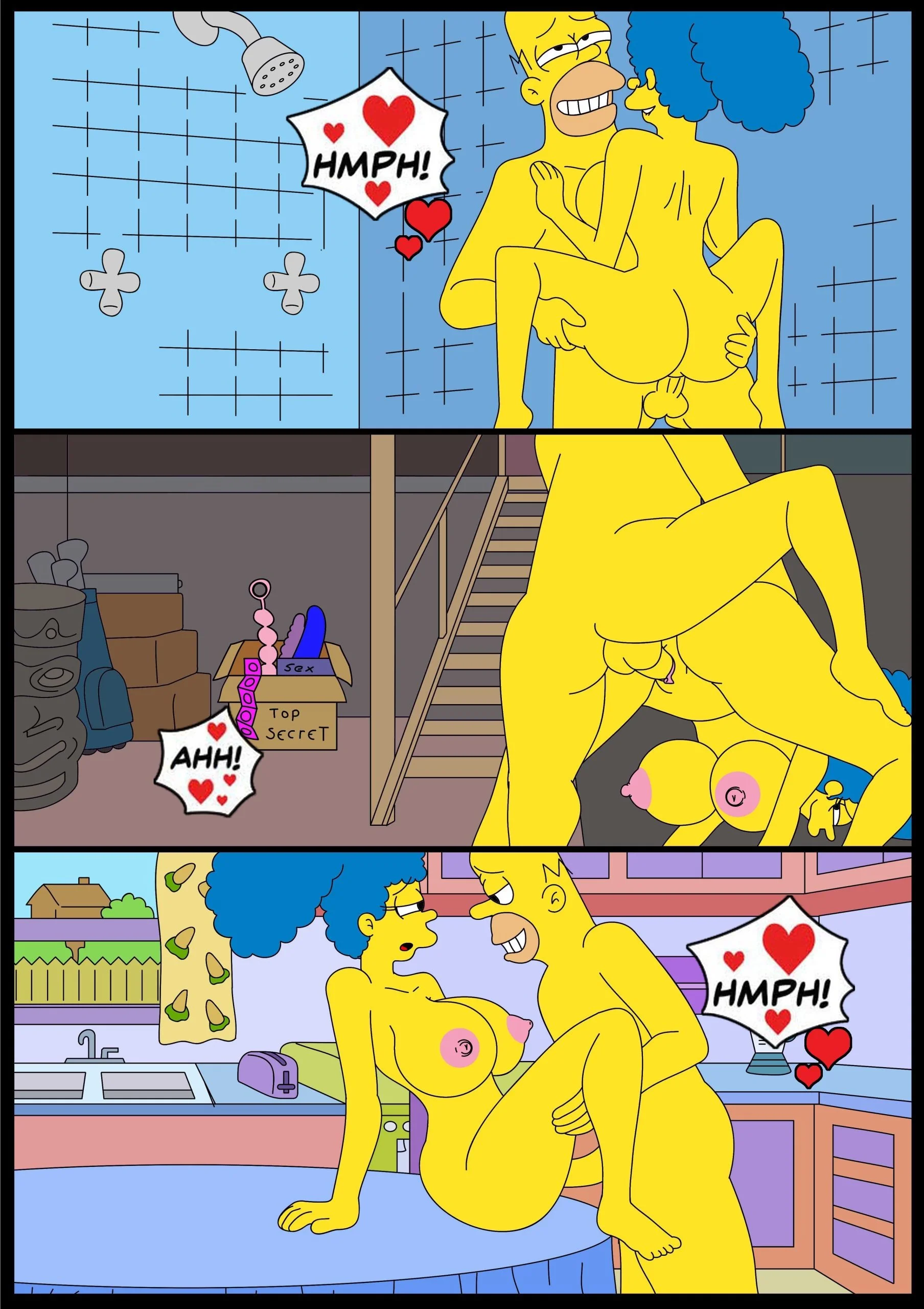Portada del cómic El Video XXX de Marge y Homero – Ferozyraptor, con los personajes en una escena sugerente. - Página 23