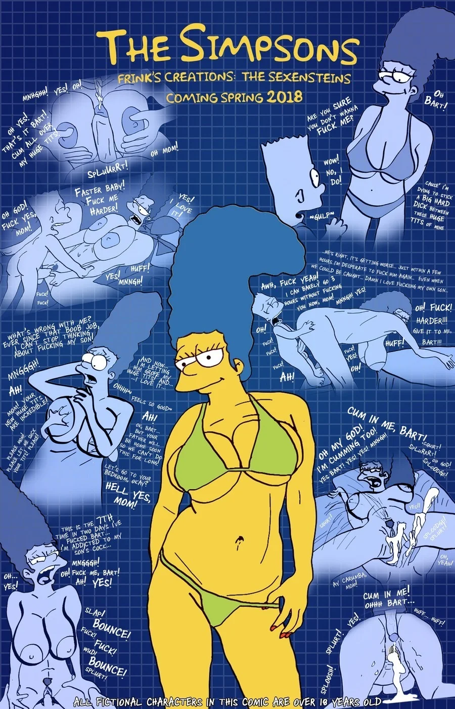 Portada del cómic The Simpson are The Sexenteins, con ilustración de los personajes en estilo caricaturesco.