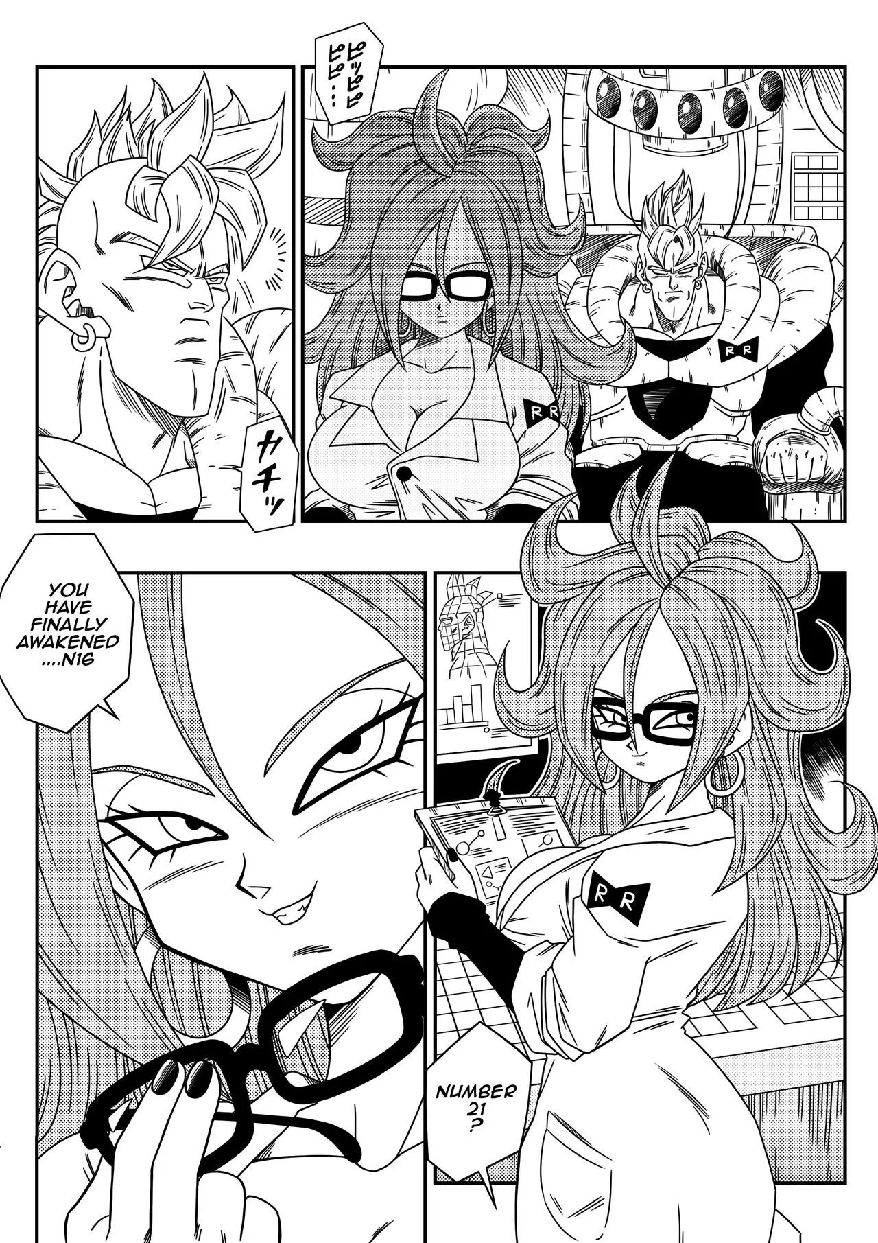 Portada del cómic Busty Android Wants to Dominate the World! con una androide de gran busto en pose dominante. - Página 18