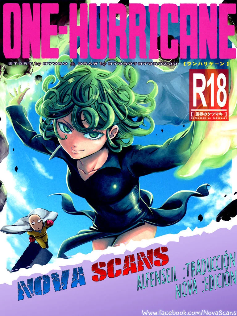Portada del cómic ONE-HURRICANE - Kutsujoku no Tatsumaki, con su título y diseño gráfico.