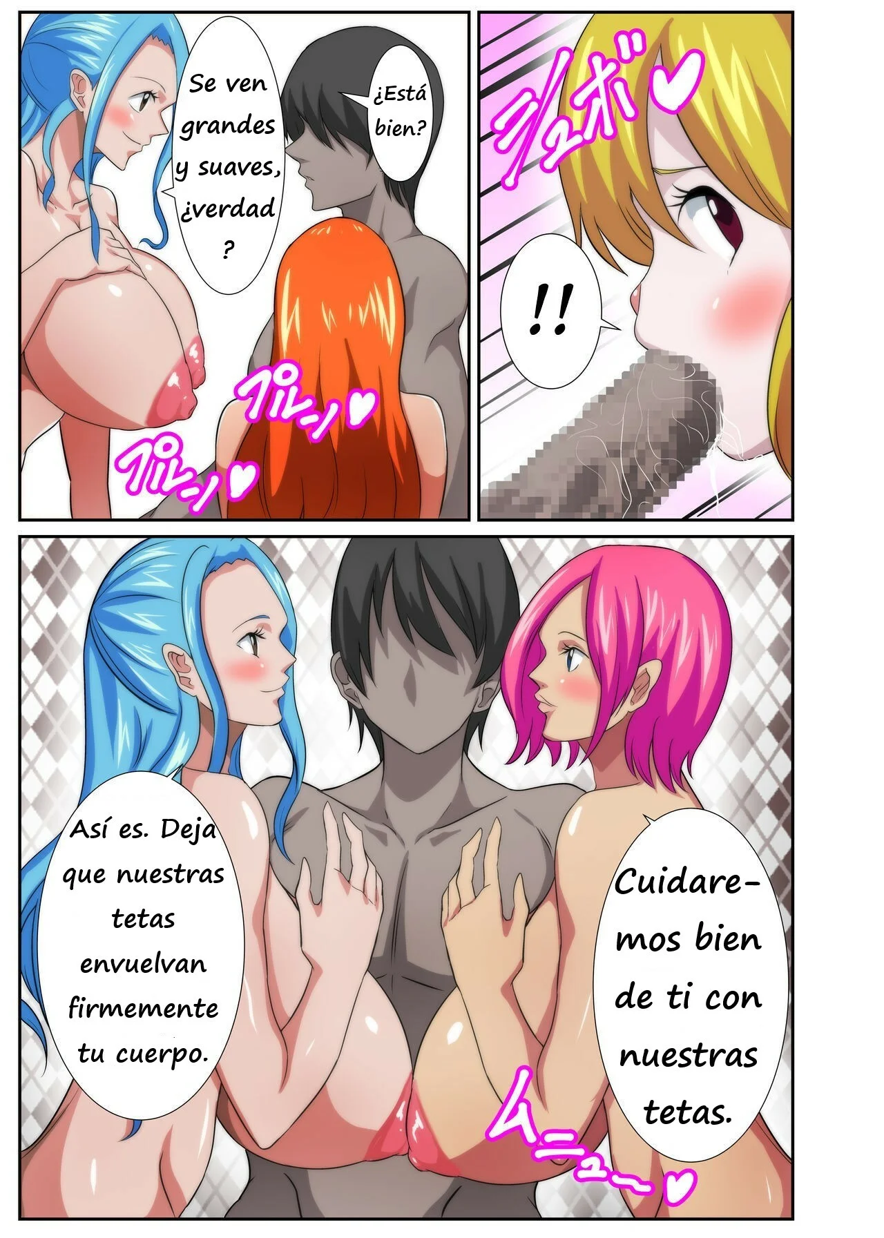 Portada del cómic Bakunyuu Heroine no Harem Rakuen, con ilustración de heroínas tetonas en un paraíso harem. - Página 21