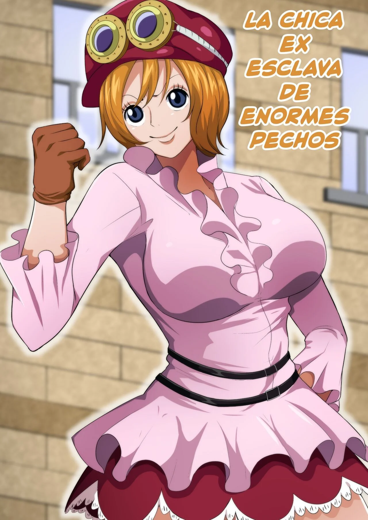 Portada del cómic Nerawareta Moto Dorei no Bakunyuu Musume, mostrando a la protagonista de enormes pechos en una pose sugeren - Página 22
