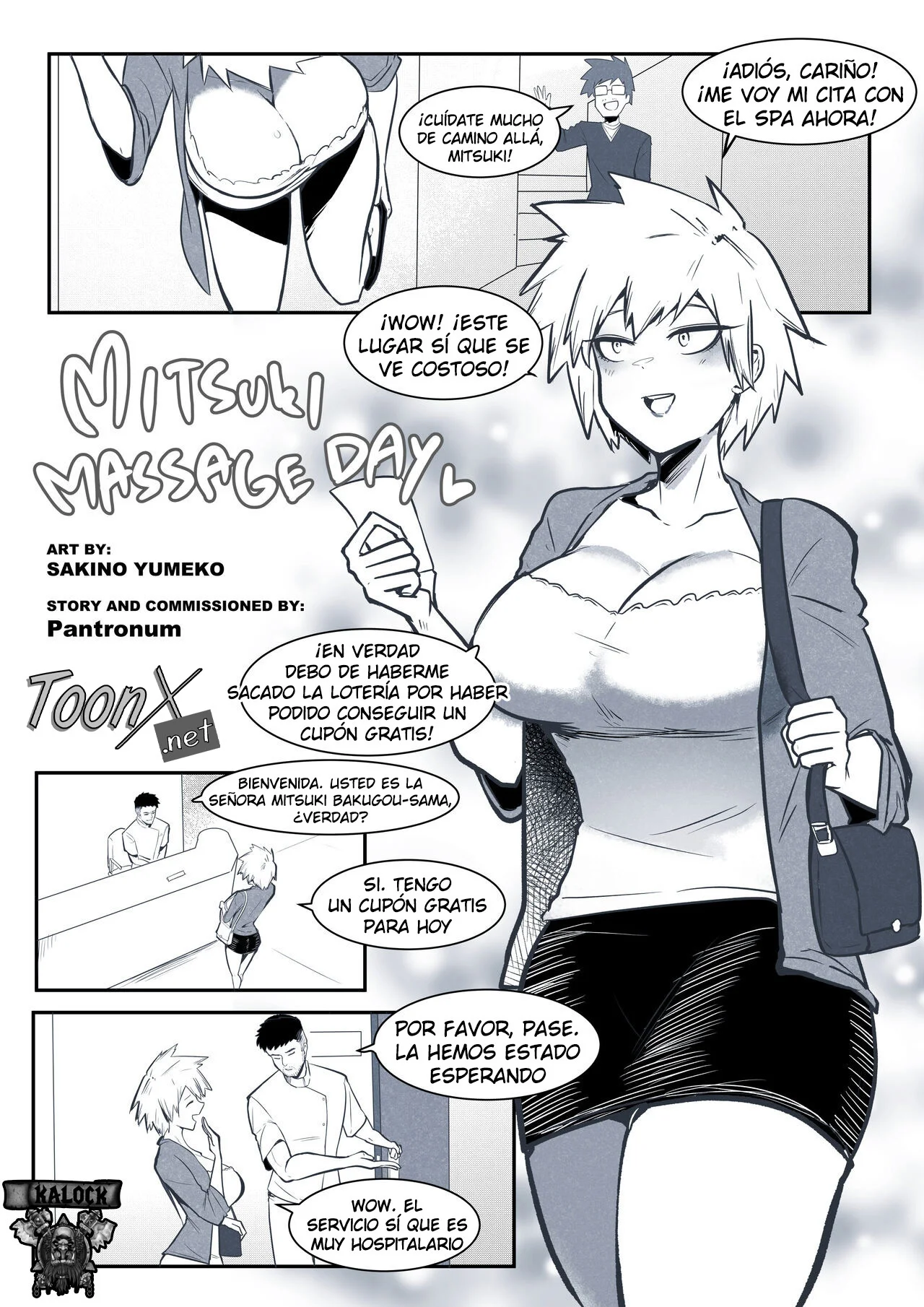 Portada del cómic Mitsuki Massage Day, ilustración a color de la escena principal. - Página 10