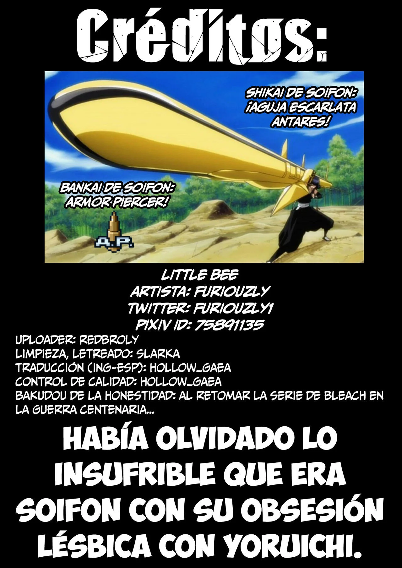 Portada del cómic Abejita con los personajes Urahara y Soifon.