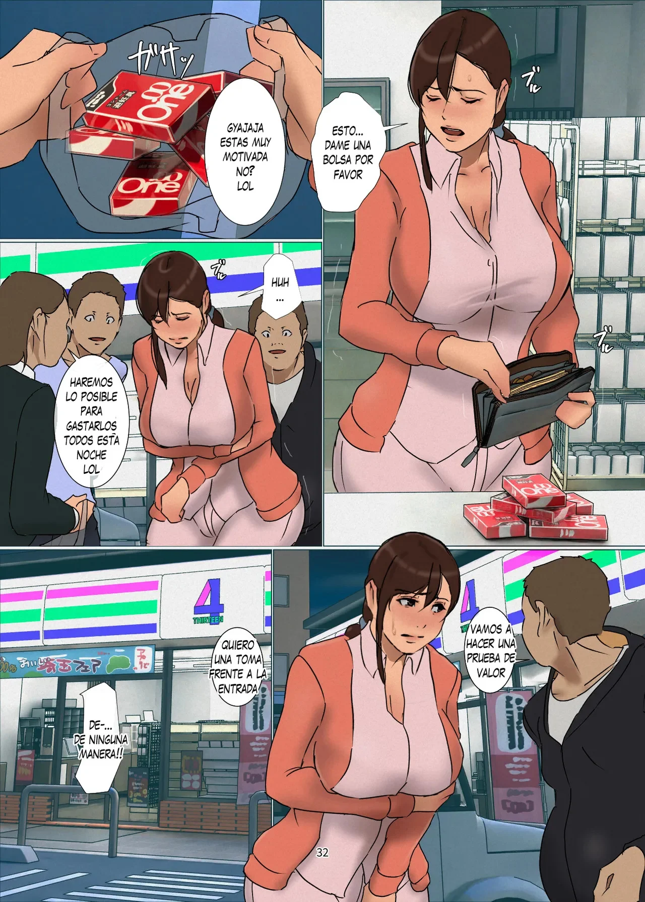 Portada del manga Ikenie no Haha 5, con una mujer tetona de pelo corto en una escena de bondage y chantaje, a color. - Página 71