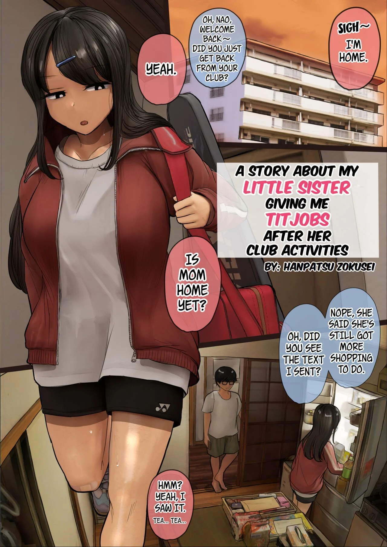Portada a color de un manga original con una hermana tetona en una escena de mamada rusa y bukkake. - Página 21