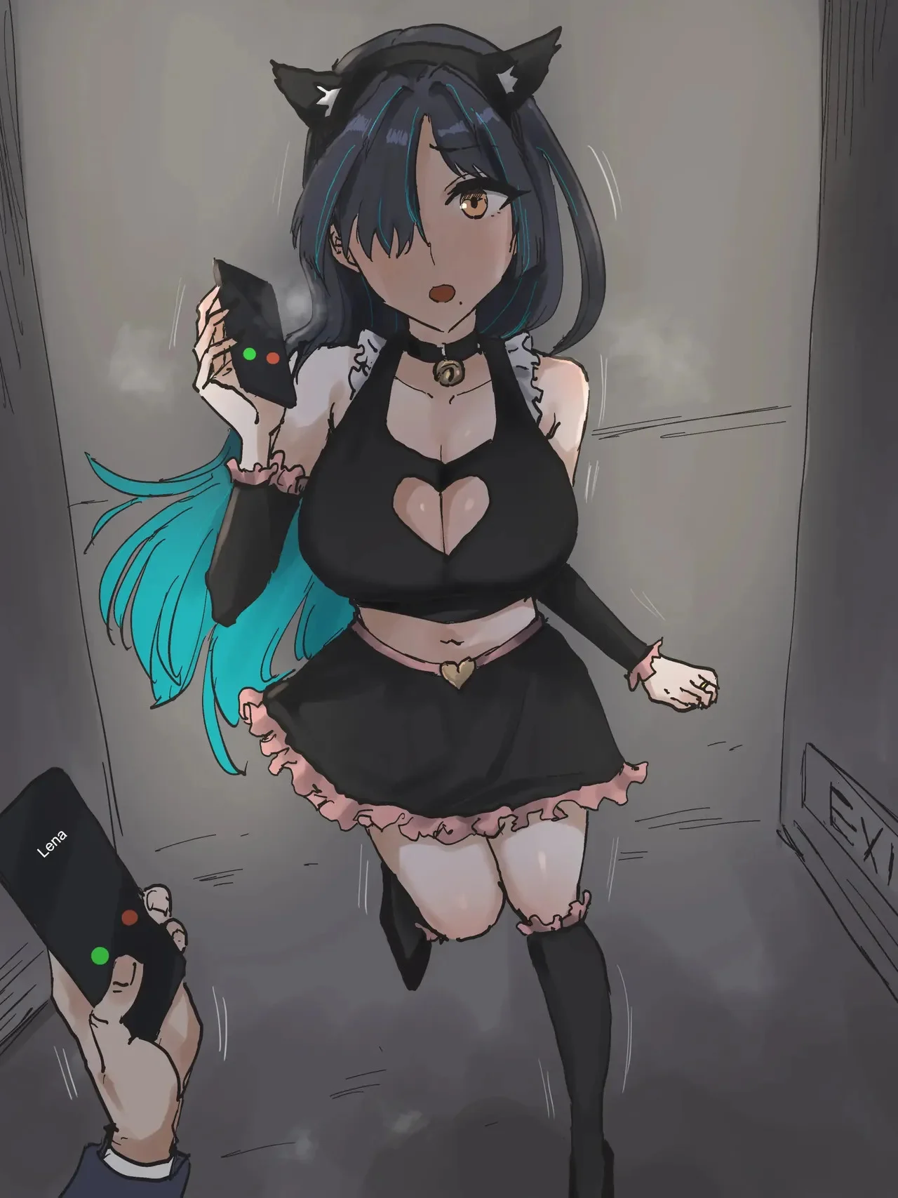 Portada del manga original IDOL, a color, con una morena tetona de lentes y lencería, en una escena de contenido explícito. - Página 14
