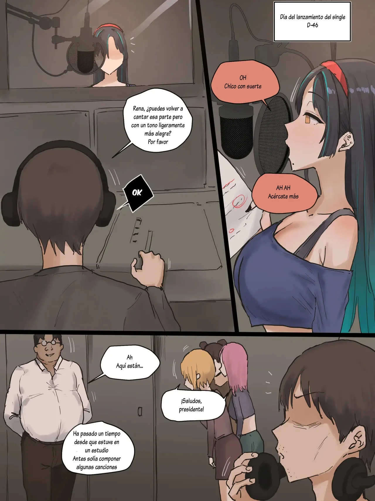 Portada del manga original IDOL, a color, con una morena tetona de lentes y lencería, en una escena de contenido explícito. - Página 43