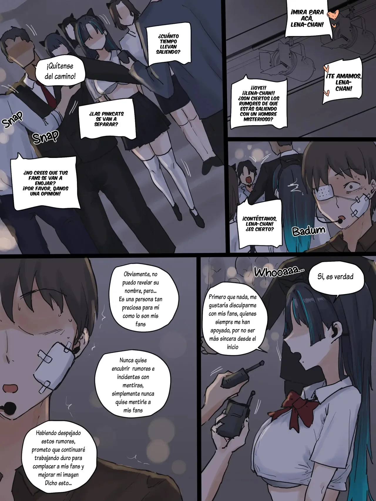 Portada del manga original IDOL, a color, con una morena tetona de lentes y lencería, en una escena de contenido explícito. - Página 74