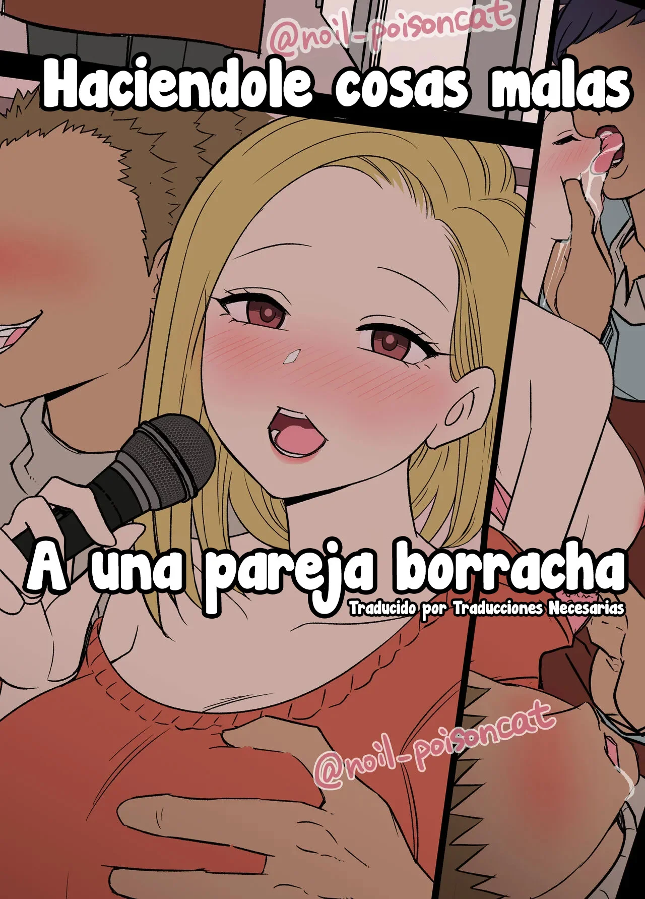 Portada a color de un manga original con temática erótica, mostrando a una mujer tetona y borracha en una escena de infidelid - Página 9