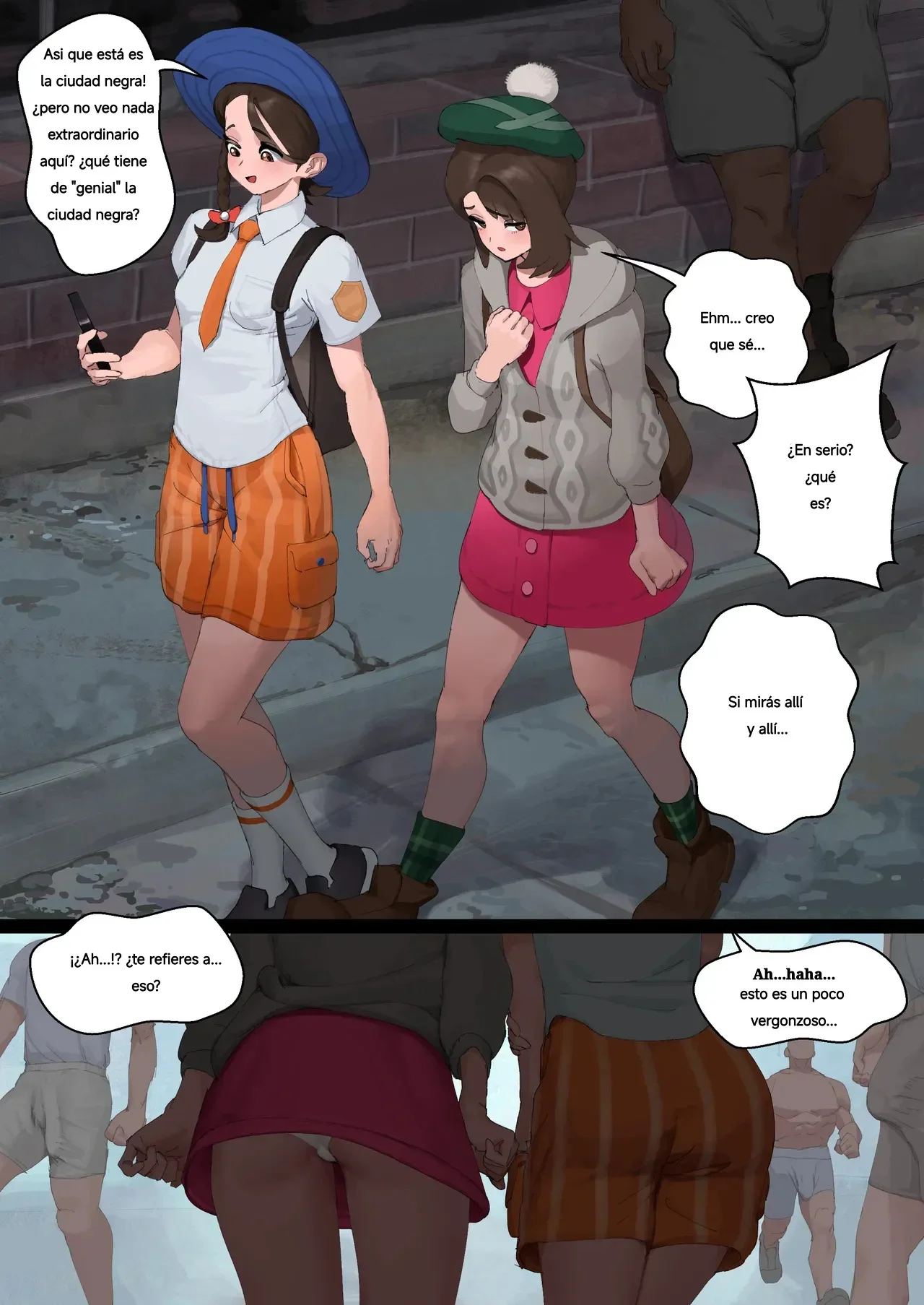 Portada a color del manga de Pokémon con Gloria y Juliana, ambas morenas, en Black City. - Página 13